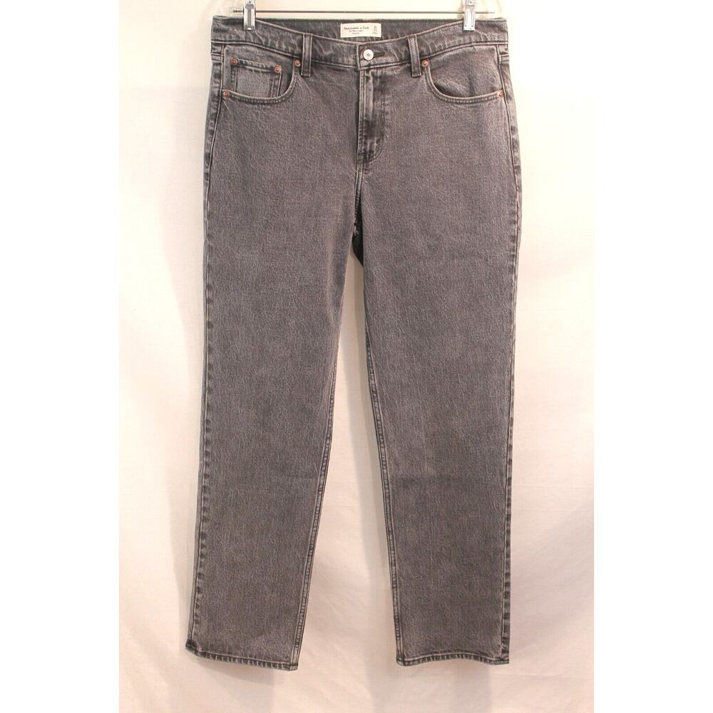 Abercrombie & Fitch 90s Straight Mid Rise Jeans Womens size 12L Faded Gray Denim